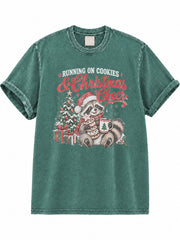 Christmas Run A Family Who Runs Together Stays Together Washed T-Shirt