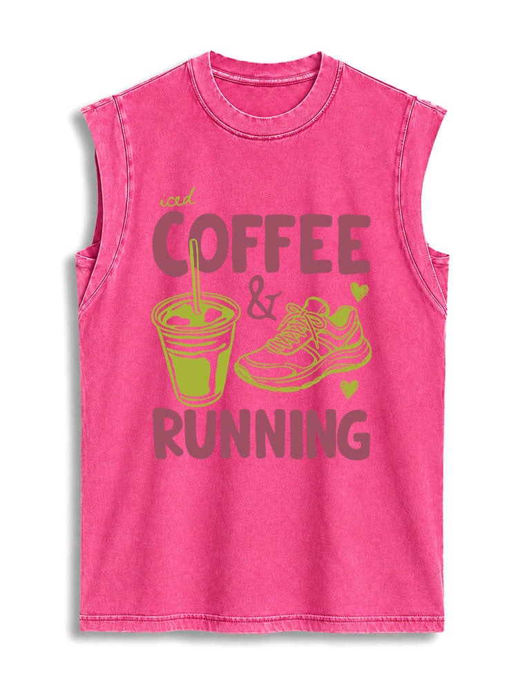 Running and Coffee Vintage Washed Cotton Tank Top