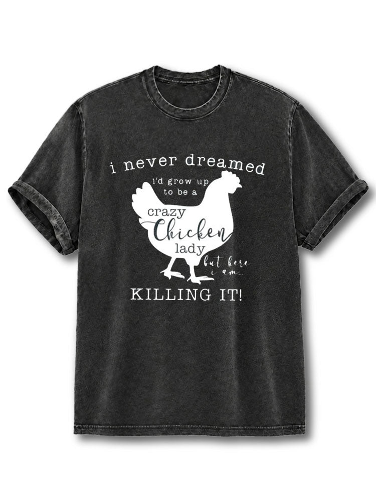 Crazy Chicken Lady Washed T-Shirt
