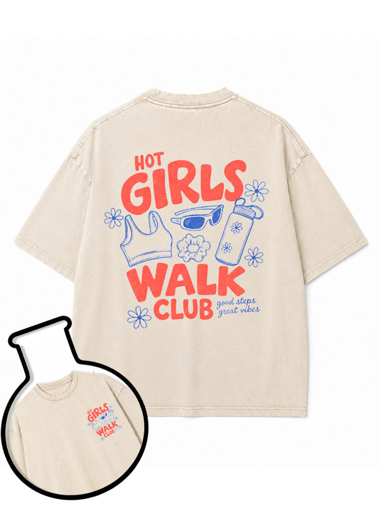 HOT GIRLS WALK CLUB Washed T-Shirt