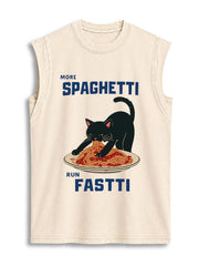 MORE SPAGHETTI RUN FASTTI Vintage Washed Cotton Tank Top