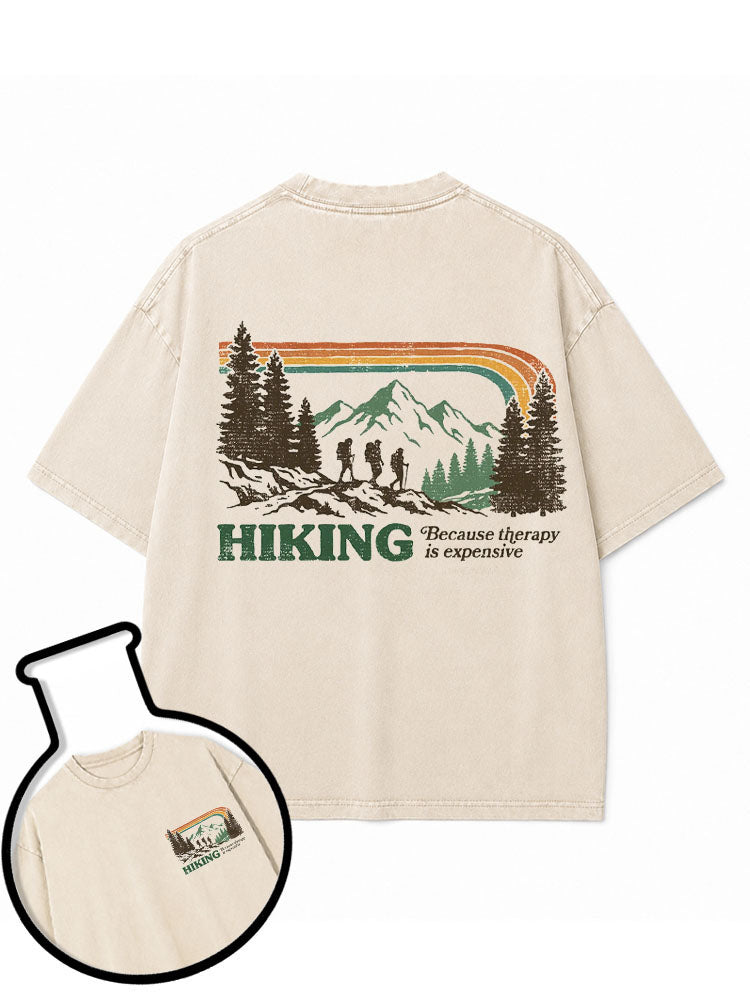 HIKING Because therapy is expensive Washed T-Shirt