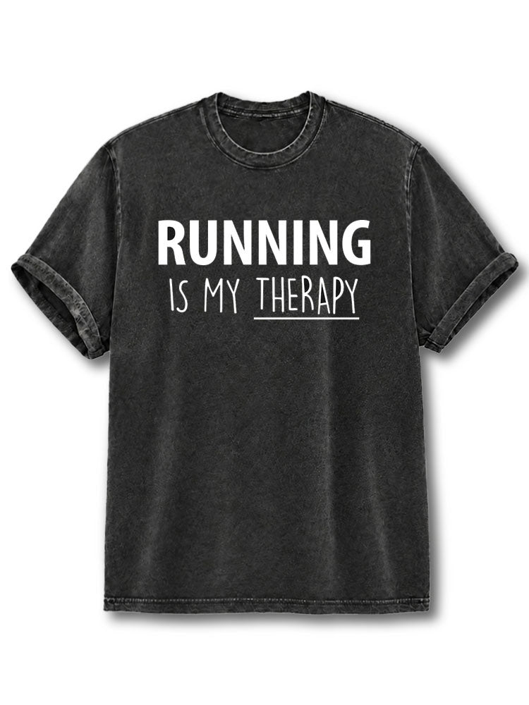 Running Is My Therapy Washed T-Shirt