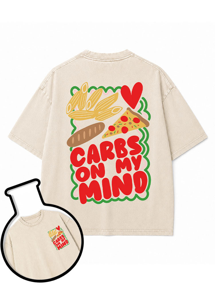 CARBS ON MY MIND Washed T-Shirt