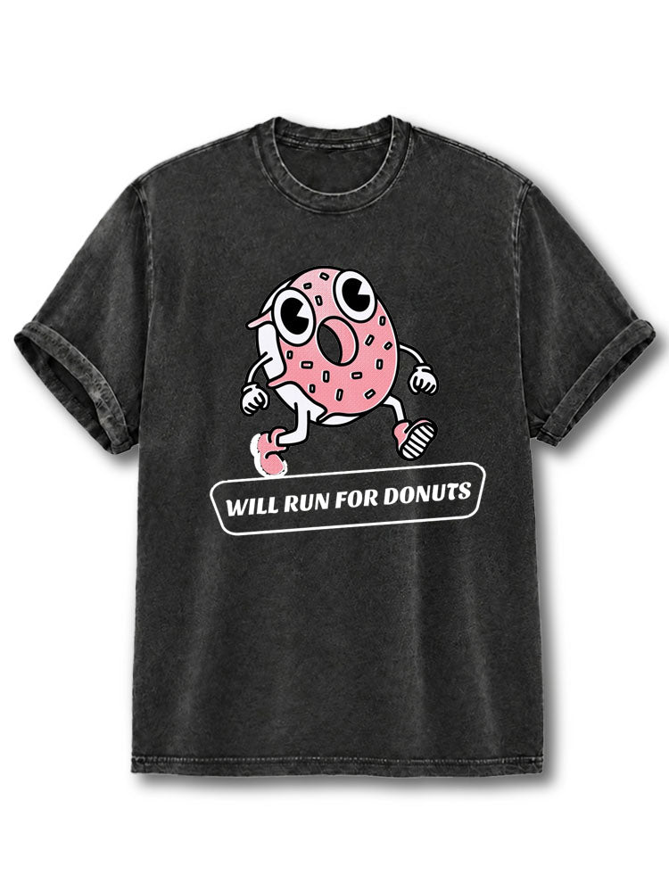 Will Run For Donuts Washed T-Shirt