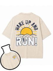 WAKE UP AND RUN Washed T-Shirt