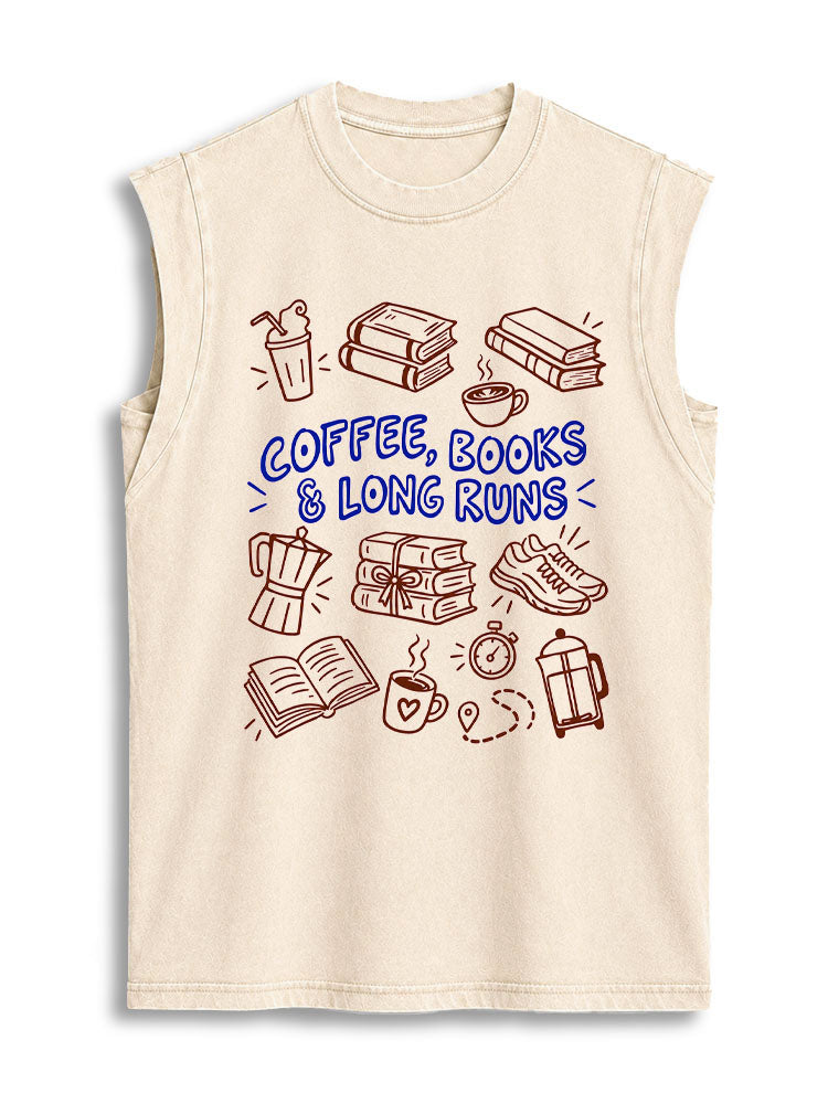 COFFEE BOOKS & LONG RUNS Vintage Washed Cotton Tank Top