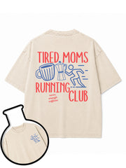 TIRED MOMS RUNNING CLUB  never enough caffeine Washed T-Shirt