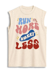Run More Worry Less Vintage Washed Cotton Tank Top