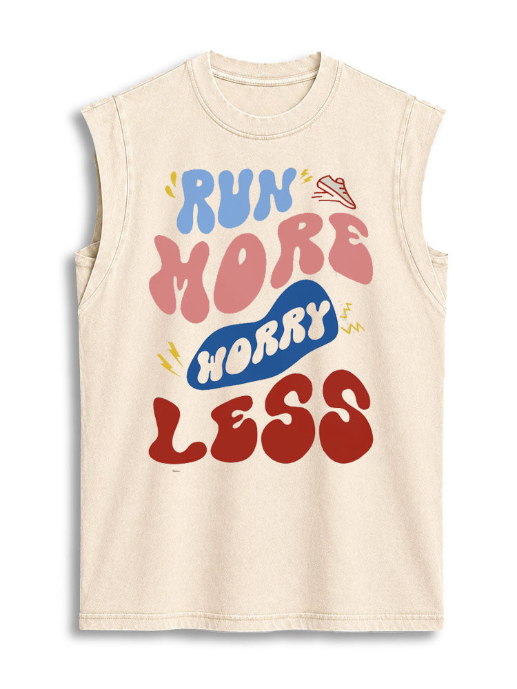 Run More Worry Less Vintage Washed Cotton Tank Top