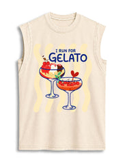 I RUN FOR GELATO Vintage Washed Cotton Tank Top