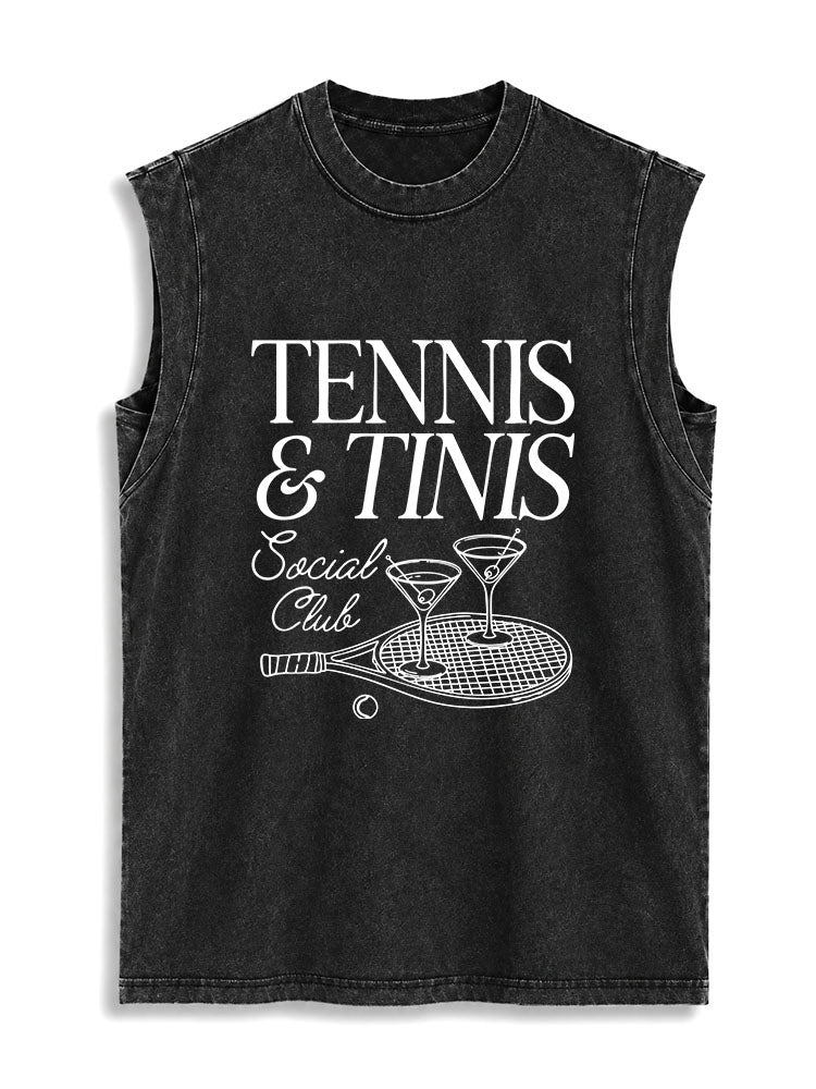 TENNIS & TINIS Social Club Vintage Washed Cotton Tank Top