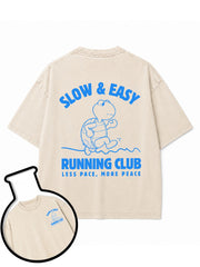 SLOW & EASY RUNNING CLUB Washed T-Shirt