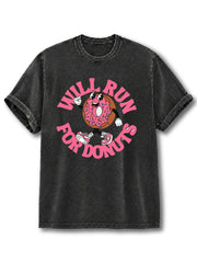 Will Run For Donuts Washed T-Shirt