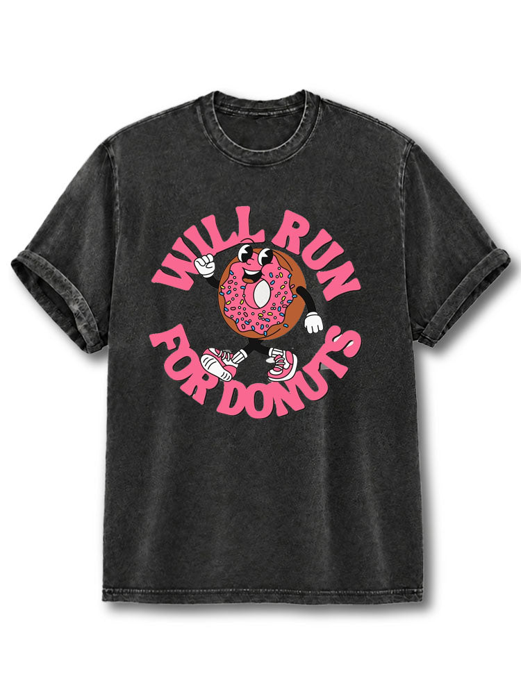 Will Run For Donuts Washed T-Shirt