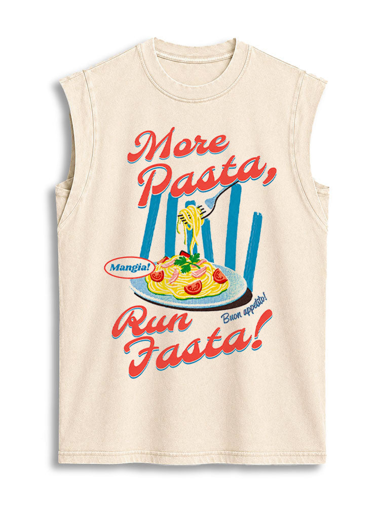 More Pasta Run Fasta Vintage Washed Cotton Tank Top
