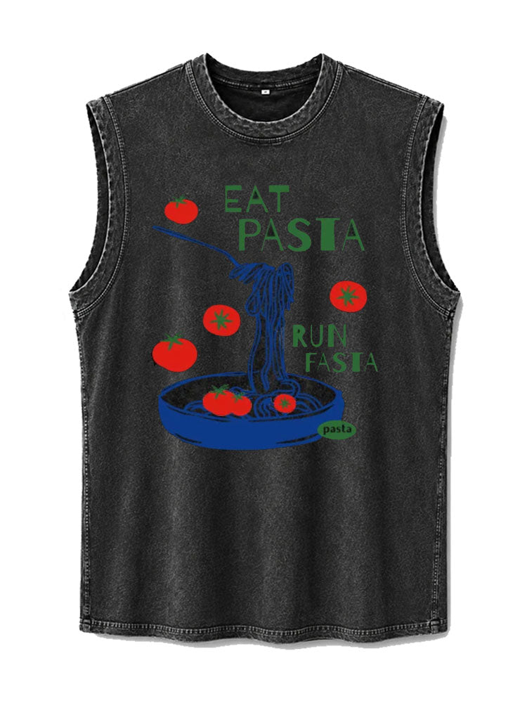 Eat Pasta Run Fasta Washed Tank Top