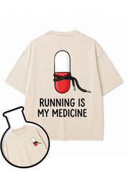 RUNNING IS MY MEDICINE Washed T-Shirt