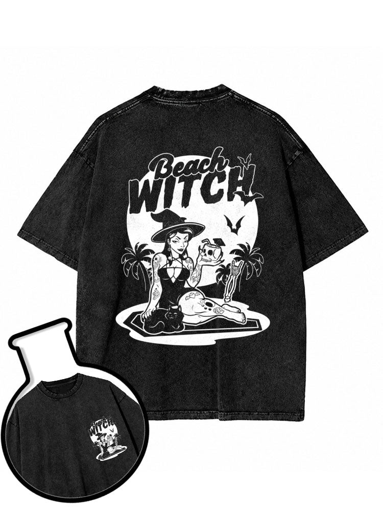 Beach Witch Goth Summer Washed T-Shirt