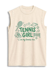 TENNIS GIRL in my tennis era Vintage Washed Cotton Tank Top