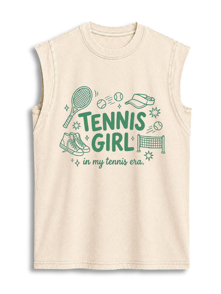TENNIS GIRL in my tennis era Vintage Washed Cotton Tank Top