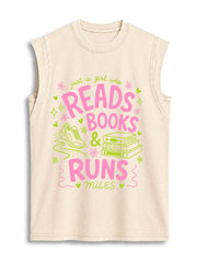 Just a girl who reads books & runs miles Vintage Washed Cotton Tank Top