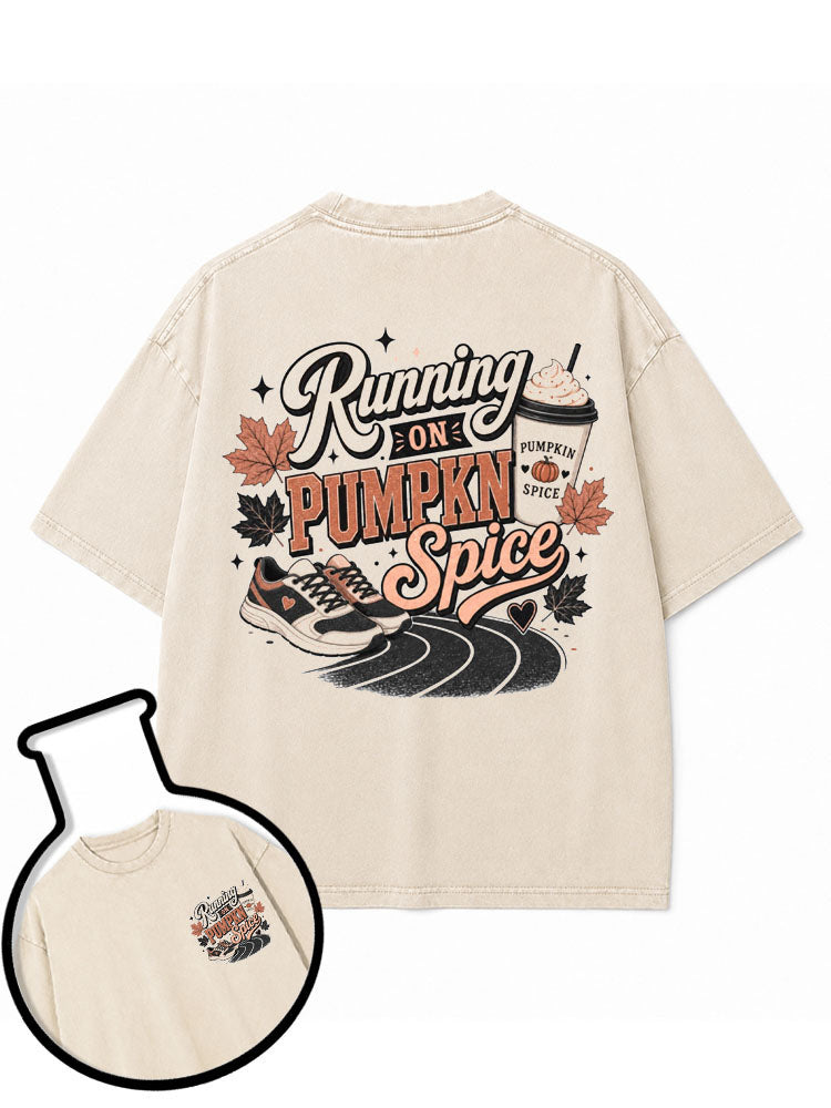 RUNNING ON PUMPKIN SPICE Washed T-Shirt