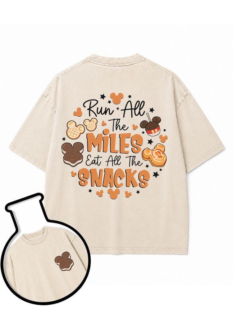 Run all the Miles Eat all the Snacks Washed T-Shirt