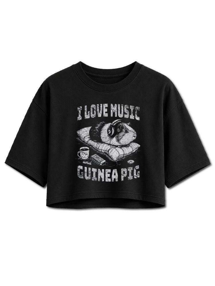 I LOVE MUSIC and GUINEA PIG Crop Tops