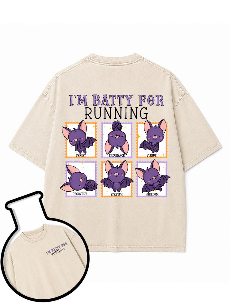 I’M BATTY FOR RUNNING Washed T-Shirt