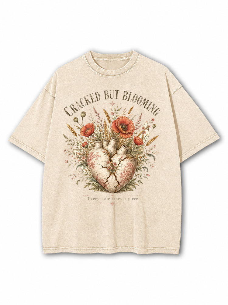 Cracked But Blooming Washed T-Shirt
