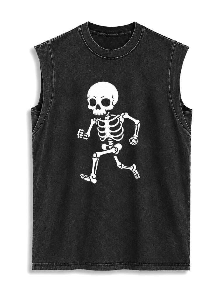 Skeleton Runner Vintage Washed Cotton Tank Top