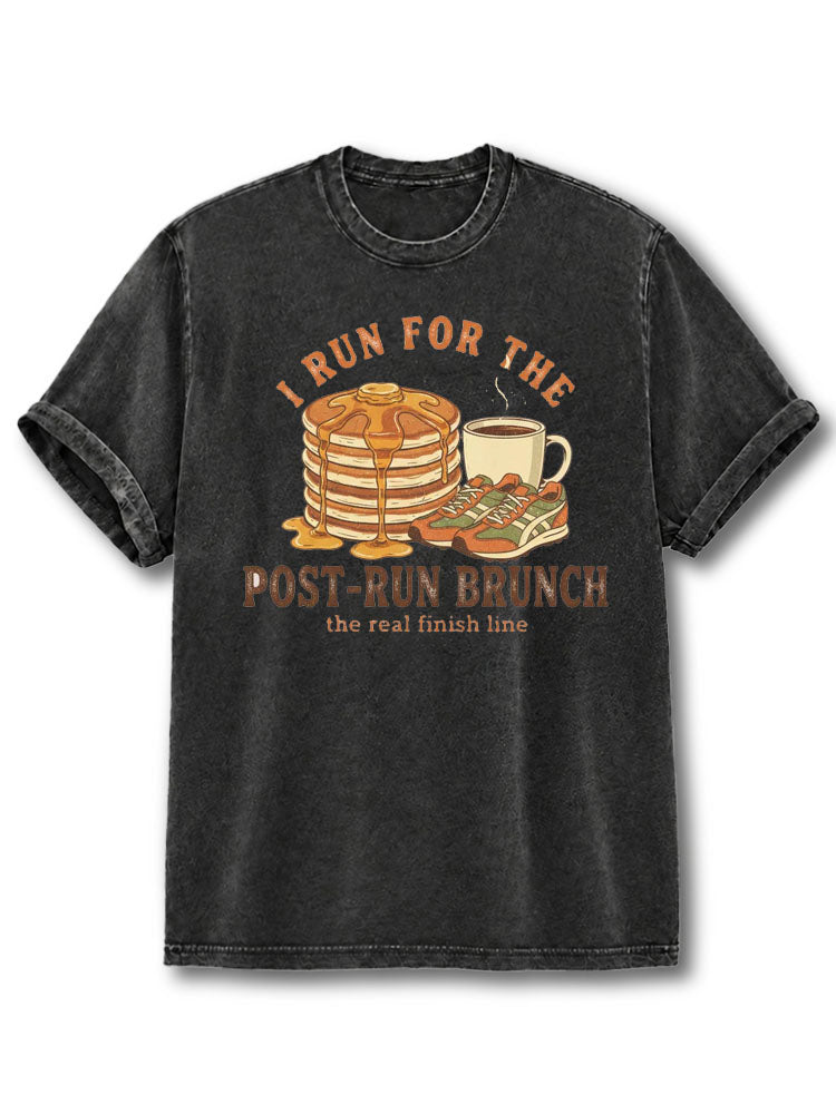 I Run For The Post Run Brunch Washed T-Shirt