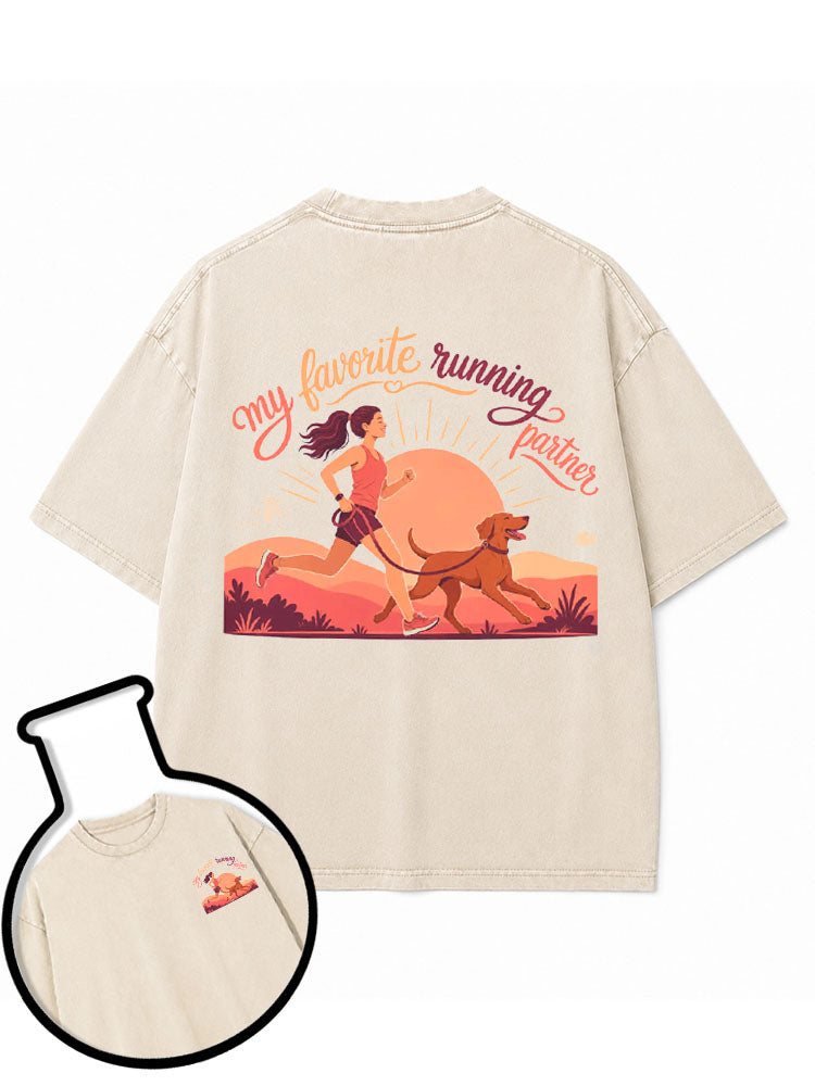 my favorite running partner Washed T-Shirt