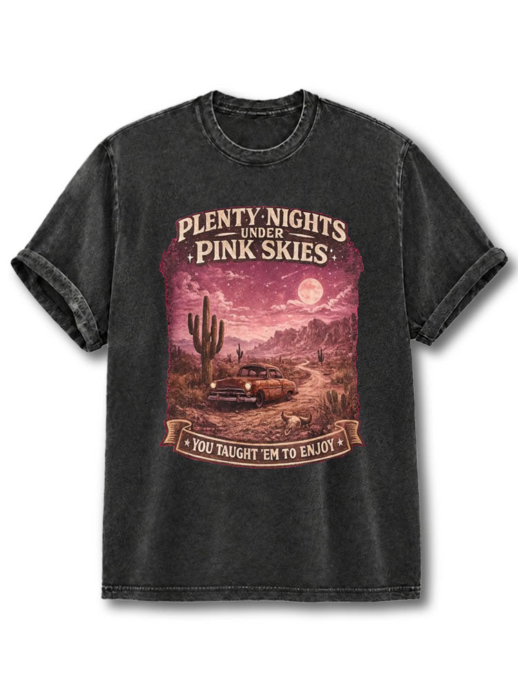 Plenty Nights Under Pink Skies Washed T-Shirt