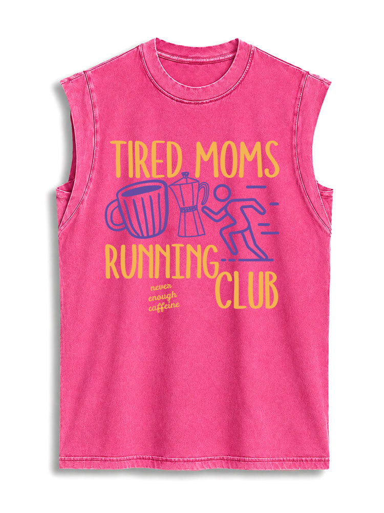 TIRED MOMS RUNNING CLUB Vintage Washed Cotton Tank Top