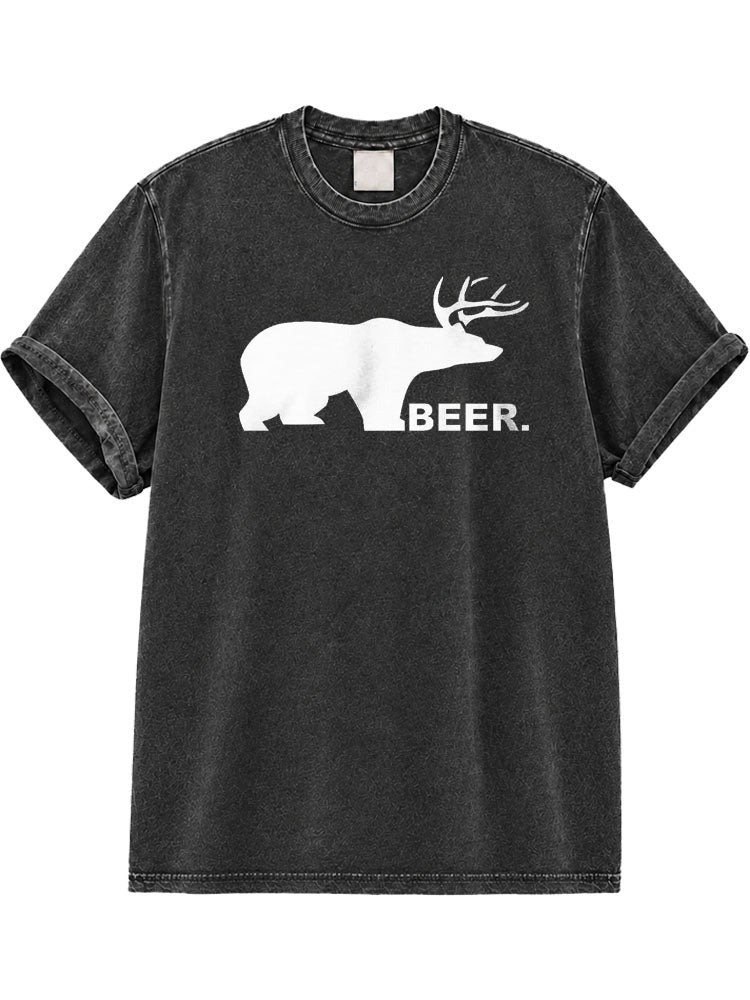 Bear Deer Beer Washed T-Shirt