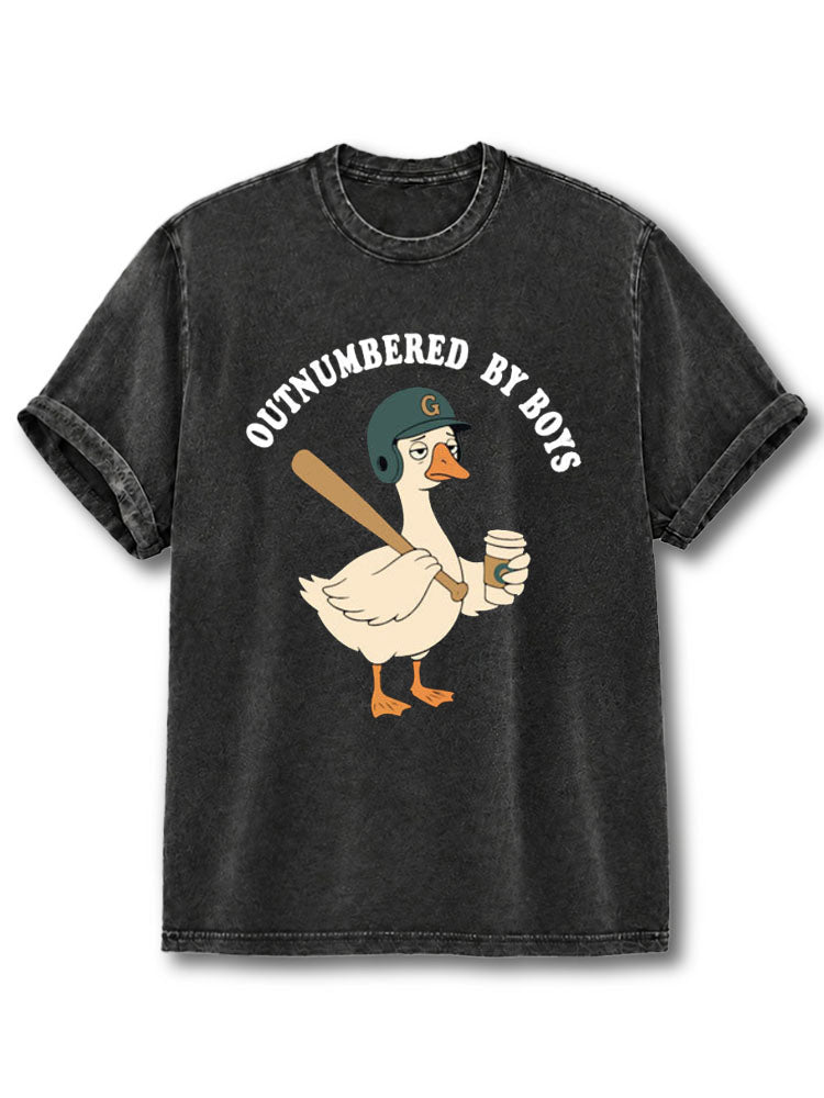 Outnumbered By Boys Washed T-Shirt