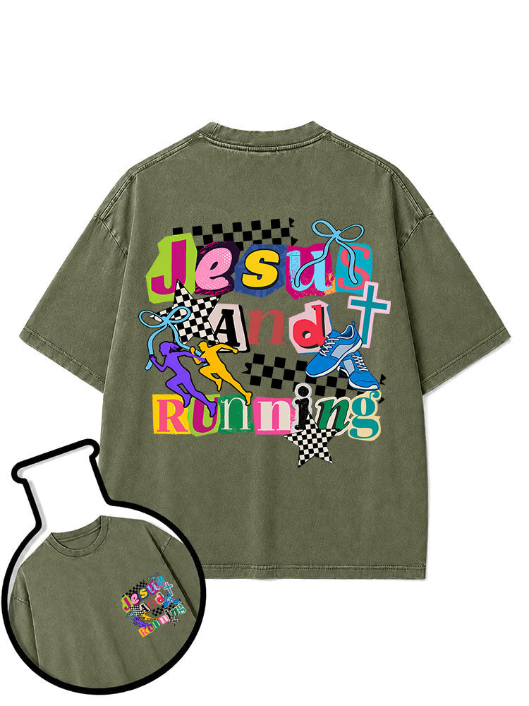 Jesus And Running Washed T-Shirt