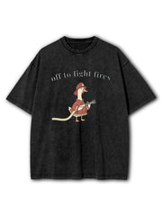 Off To Fight Fires Washed T-Shirt