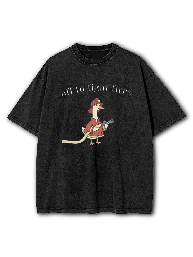 Off To Fight Fires Washed T-Shirt