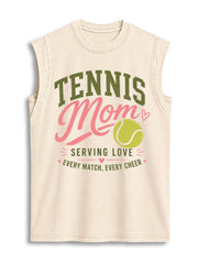 TENNIS Mom SERVING LOVE Vintage Washed Cotton Tank Top