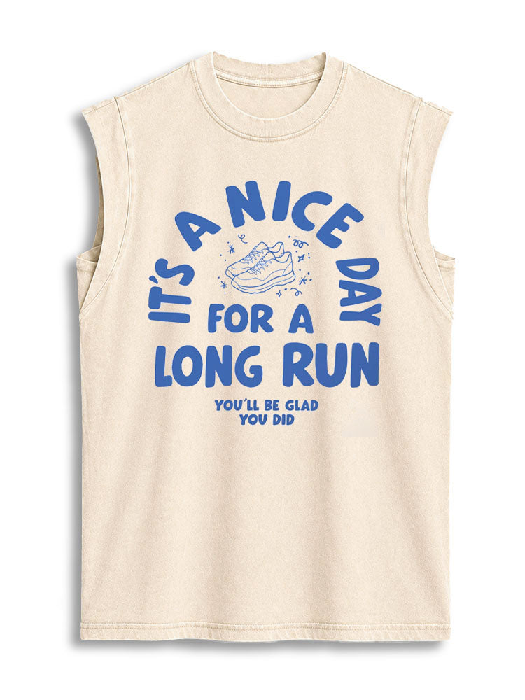 IT'S A NICE DAY FOR A LONG RUN Vintage Washed Cotton Tank Top