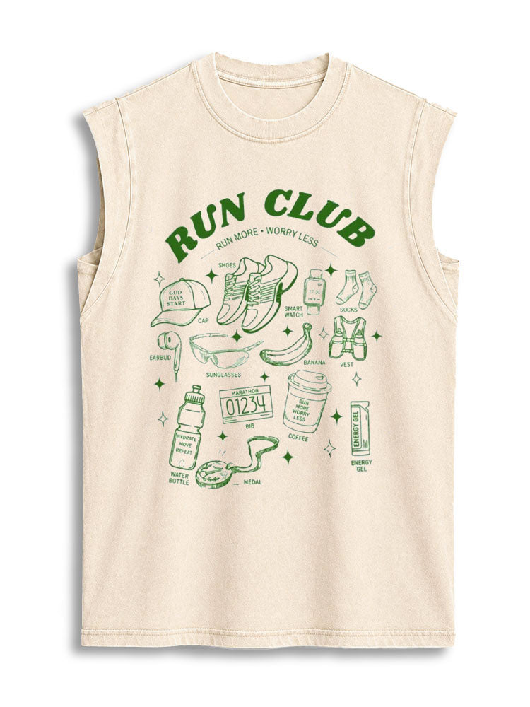 Run Club Vintage Washed Cotton Tank Top