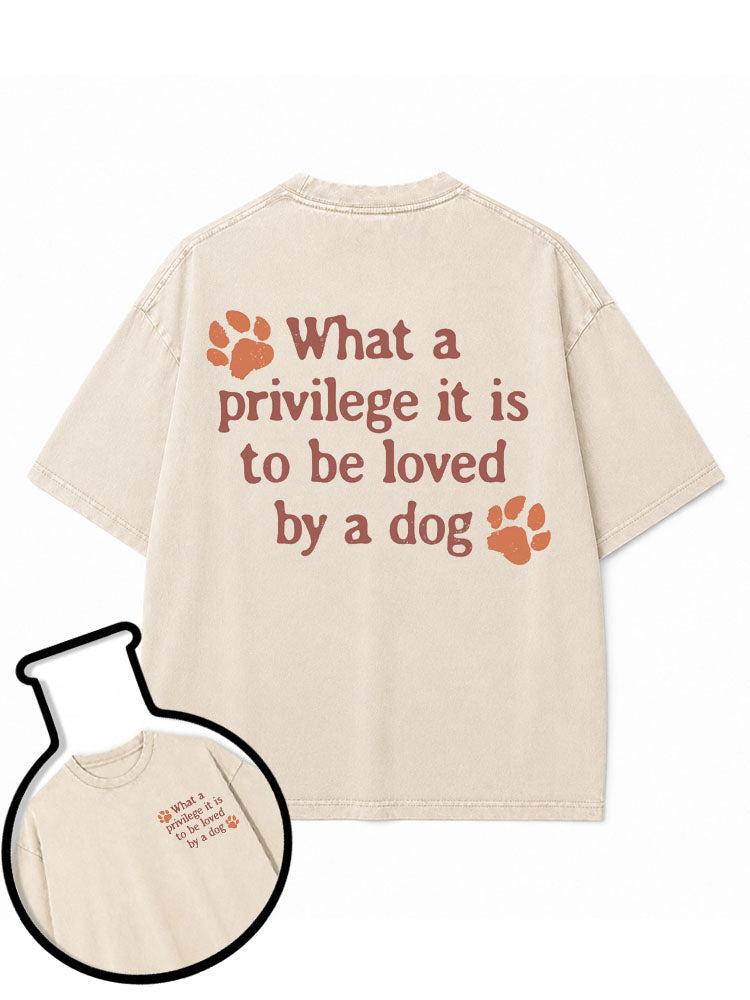 What a privilege it is to be loved by a dog Washed T-Shirt