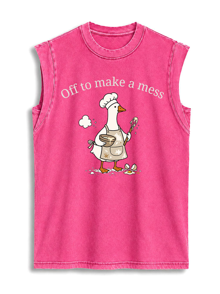 Off to make a mess Vintage Washed Cotton Tank Top
