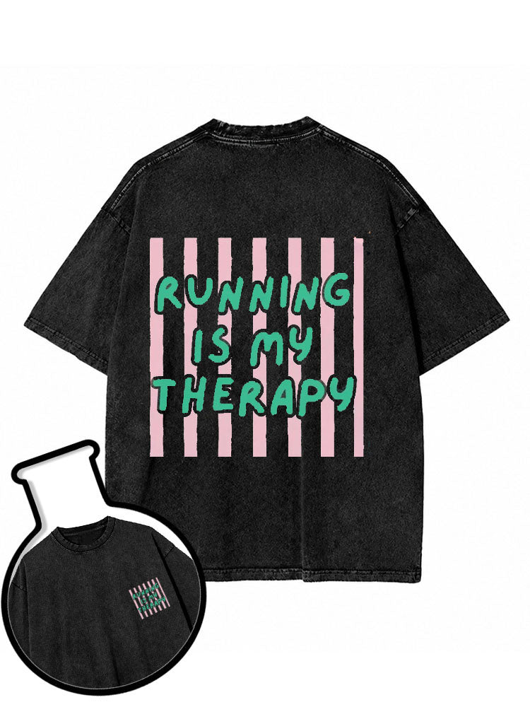 Running Is My Therapy Washed T-Shirt