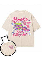Books & Running Are My Love Language Washed T-Shirt