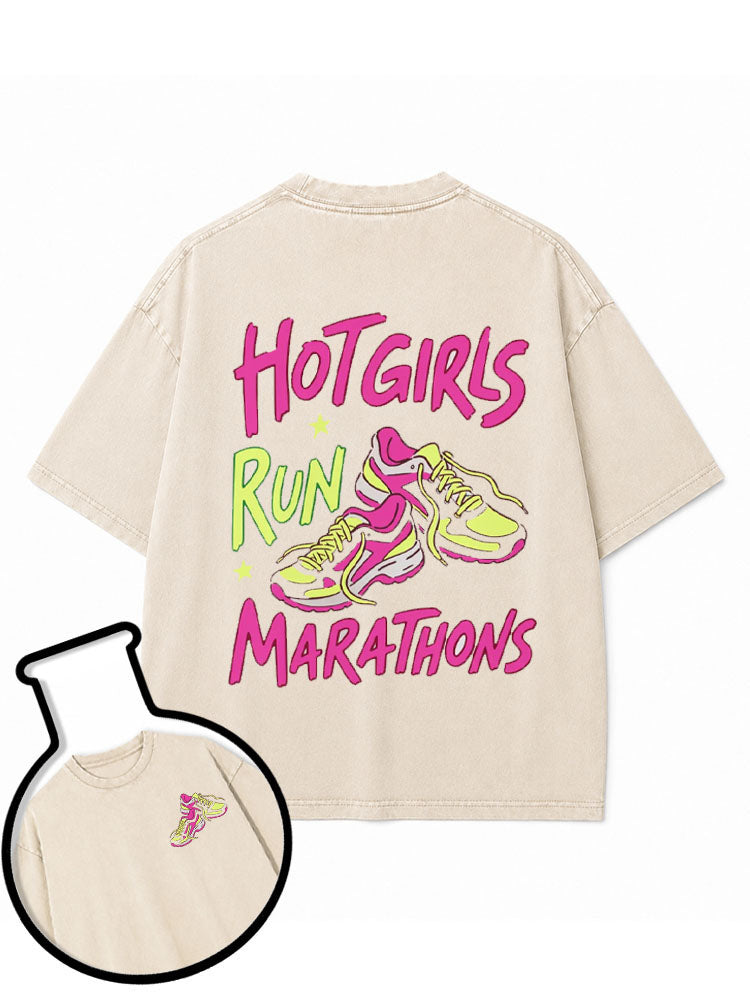 HOT GIRLS MARATHONS Washed T-Shirt