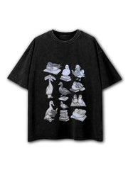 Retro Reading Ducks Washed T-Shirt